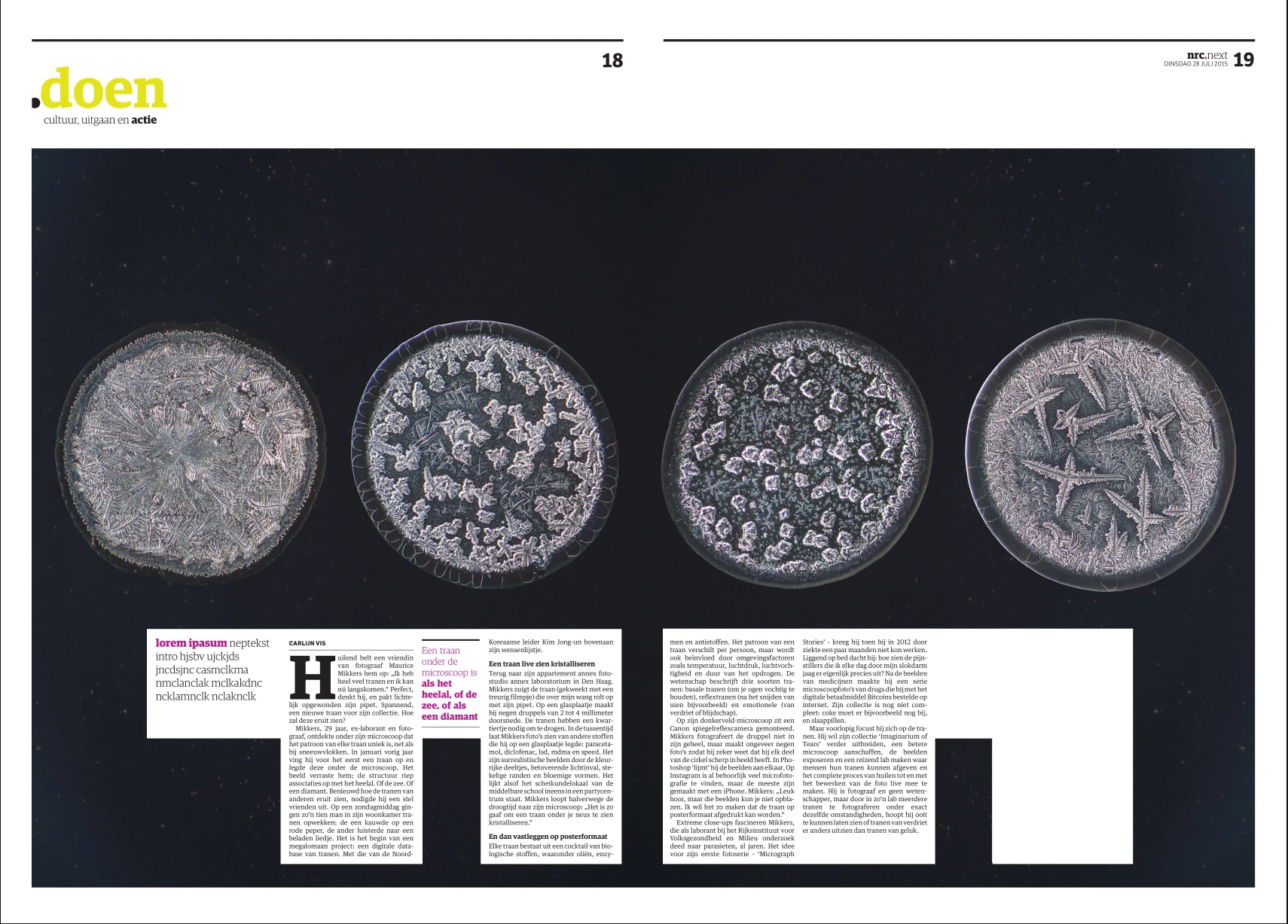 NRC.next editorial spread using multiple tear images across a wide newspaper layout.